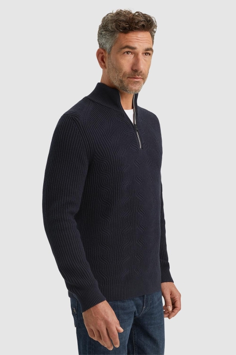 Vanguard half zip collar cotton blend wool